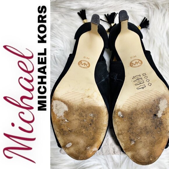 MICHAEL MICHAEL KORS Black Jennings Suede Open Toe Stiletto Booties, Size 8.5 - Picture 8 of 10